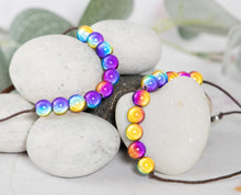 Load image into Gallery viewer, Calming Bracelet, 10 Breaths Bracelet, Breathe Bracelet. Illusion or Magic beads in Purple Rainbow