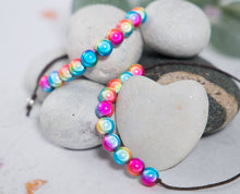 Load image into Gallery viewer, Anxiety Bracelet, 10 Breaths Bracelet, Breathe Bracelet, Illusion or Magic bead bracelet in Unicorn Pastel Rainbow