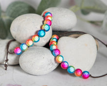 Load image into Gallery viewer, Anxiety Bracelet, 10 Breaths Bracelet, Breathe Bracelet, Illusion or Magic bead bracelet in Unicorn Pastel Rainbow