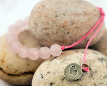 Load image into Gallery viewer, Rose Quartz Stone, Love and Calming Bracelet for stress and anxiety, 10 Breaths Bracelet, Frosted effect, matte