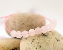 Load image into Gallery viewer, Rose Quartz Stone, Love and Calming Bracelet for stress and anxiety, 10 Breaths Bracelet, Frosted effect, matte