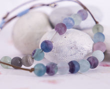 Load image into Gallery viewer, Breathe Bracelet – 10 Matte Fluorite Beads for Calming, Healing & Balance, Rainblow fluorite Blue Breathe Bracelet