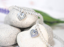 Load image into Gallery viewer, Clear Quartz Crystal Bracelet, Gift for her, Cleansing, amplifying, pairing with metal heart charm
