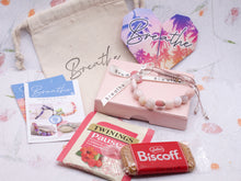 Load image into Gallery viewer, Rose Pink Opal Stone Bracelet Gift for Her 10 Breaths, Breathe Bracelet Letter Box Care Pack in beautiful tones of pinks with special touches
