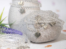Load image into Gallery viewer, Clear Quartz Crystal Bracelet, Gift for her, Cleansing, amplifying, pairing with metal heart charm
