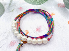 Load image into Gallery viewer, BREATHE Liberty Pearls - 10 Beautiful Pearls on a Feature Iconic Liberty Braid worn THREE ways, Bracelet, Necklace or Anklet - Great for summer or gifting
