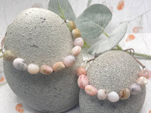 Load image into Gallery viewer, Rose Pink Opal Stone Bracelet Gift for Her 10 Breaths, Breathe Bracelet Letter Box Care Pack in beautiful tones of pinks with special touches
