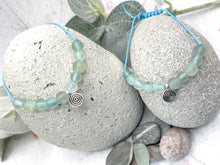 Load image into Gallery viewer, Watery Blue Green Fluorite Mental Wellbeing and Anxiety Calming Breathe Bracelet, inspired by beautfiul beachy days and ocean calming waters

