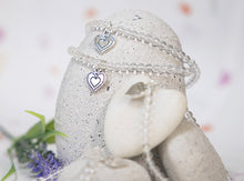Load image into Gallery viewer, Clear Quartz Crystal Bracelet, Gift for her, Cleansing, amplifying, pairing with metal heart charm
