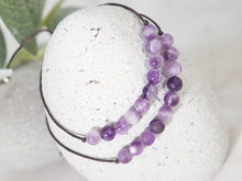 Load image into Gallery viewer, Chevron Amethyst Semi Precious Stone, Breathe Bracelet, 10 Breaths Bracelet, Bracelet Gift for Her, Anxiety Calming Bracelet, Meditation Bracelet
