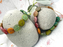 Load image into Gallery viewer, Dahlia Czech Glass Bead Bracelet 10 Breaths Mindfulness Bracelet, Handmade Nature Inspired Flower Jewellery

