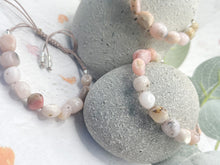 Load image into Gallery viewer, Rose Pink Opal Stone Bracelet Gift for Her 10 Breaths, Breathe Bracelet Letter Box Care Pack in beautiful tones of pinks with special touches
