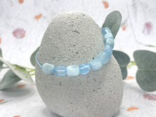 Load image into Gallery viewer, Aquamarine Anxiety Bracelet 10 Breaths Calming Jewellery Tumbled Gemstone Meditation Bracelet
