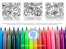 Load image into Gallery viewer, Thank You Colouring Cards for Kids - Christmas Gratitude Cards - Educational Stocking Stuffer or Filler with Optional Colour felt Markers
