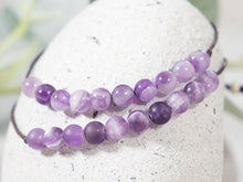 Load image into Gallery viewer, Chevron Amethyst Semi Precious Stone, Breathe Bracelet, 10 Breaths Bracelet, Bracelet Gift for Her, Anxiety Calming Bracelet, Meditation Bracelet
