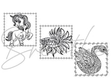 Load image into Gallery viewer, © Nature theme colouring in Cards with envelopes for Peace Calm Meditation and Relaxation Colour in your own mini cards (pack of 3) 4&quot;x4&quot;
