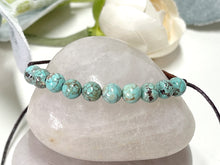 Load image into Gallery viewer, African Turquoise Semi Precious Stone, Breathe Bracelet, 10 Breaths Bracelet, Bracelet Gift for Her, Anxiety Busting Bracelet, Meditation Bracelet
