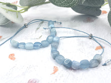 Load image into Gallery viewer, Aquamarine Anxiety Bracelet 10 Breaths Calming Jewellery Tumbled Gemstone Meditation Bracelet
