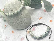 Load image into Gallery viewer, Kiwi Jasper Anxiety Bracelet 10 Breaths Calming Gift for Stress Relief Mindfulness Jewellery, Meditation Aid, Breath Reminder, Fab Teacher Gift
