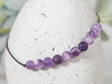 Load image into Gallery viewer, Chevron Amethyst Semi Precious Stone, Breathe Bracelet, 10 Breaths Bracelet, Bracelet Gift for Her, Anxiety Calming Bracelet, Meditation Bracelet
