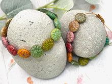 Load image into Gallery viewer, Dahlia Czech Glass Bead Bracelet 10 Breaths Mindfulness Bracelet, Handmade Nature Inspired Flower Jewellery
