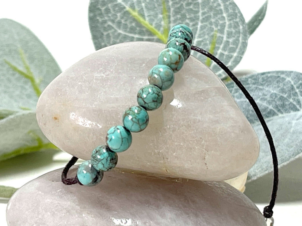 African Turquoise Semi Precious Stone, Breathe Bracelet, 10 Breaths Bracelet, Bracelet Gift for Her, Anxiety Busting Bracelet, Meditation Bracelet