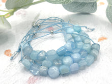 Load image into Gallery viewer, Aquamarine Anxiety Bracelet 10 Breaths Calming Jewellery Tumbled Gemstone Meditation Bracelet

