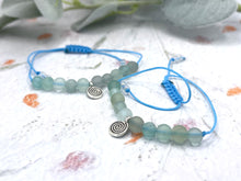 Load image into Gallery viewer, Watery Blue Green Fluorite Mental Wellbeing and Anxiety Calming Breathe Bracelet, inspired by beautfiul beachy days and ocean calming waters

