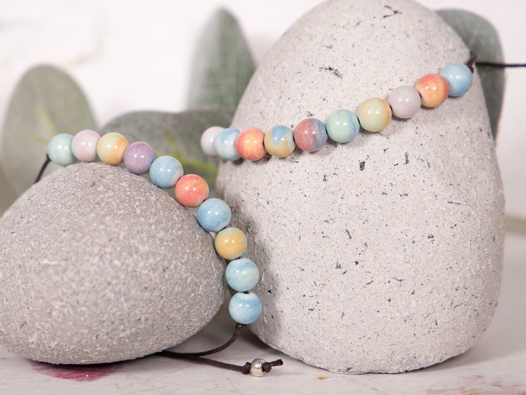 Pastel Shades Bracelet, M0NG0LIAN ALXA AGATE, Semi precious stone Breathe Bracelet for calming anxiety