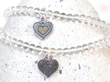 Load image into Gallery viewer, Clear Quartz Crystal Bracelet, Gift for her, Cleansing, amplifying, pairing with metal heart charm
