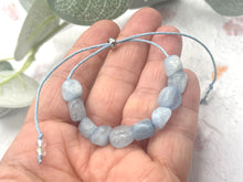 Load image into Gallery viewer, Aquamarine Anxiety Bracelet 10 Breaths Calming Jewellery Tumbled Gemstone Meditation Bracelet
