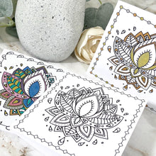 Load image into Gallery viewer, Colouring In Cards for Peace, Calm and Relaxation, Colour in your own cards PACK OF THREE, supplied with envelopes
