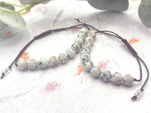 Load image into Gallery viewer, Kiwi Jasper Anxiety Bracelet 10 Breaths Calming Gift for Stress Relief Mindfulness Jewellery, Meditation Aid, Breath Reminder, Fab Teacher Gift
