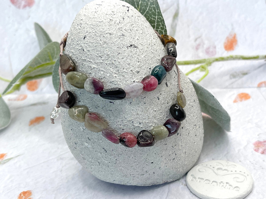 A Calming Tourmaline Bracelet with 10 smooth natural stones, one for each deep breath. For anxiety, overwhelm, and those who need a moment of quiet within.
