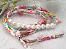 Load image into Gallery viewer, BREATHE Liberty Pearls - 10 Beautiful Pearls on a Feature Iconic Liberty Braid worn THREE ways, Bracelet, Necklace or Anklet - Great for summer or gifting
