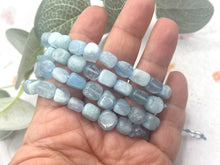 Load image into Gallery viewer, Aquamarine Anxiety Bracelet 10 Breaths Calming Jewellery Tumbled Gemstone Meditation Bracelet
