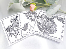 Load image into Gallery viewer, © Nature theme colouring in Cards with envelopes for Peace Calm Meditation and Relaxation Colour in your own mini cards (pack of 3) 4&quot;x4&quot;
