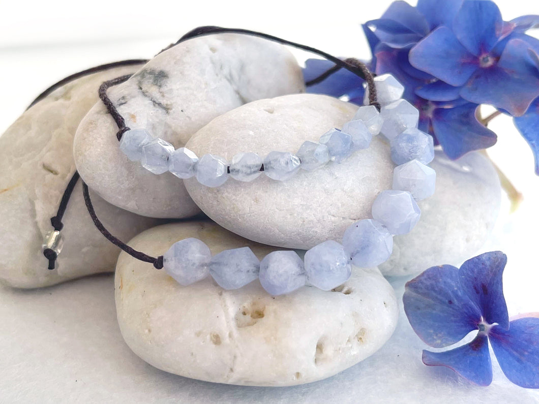 Baby Blue, Star Cut, Aquamarine Breathe 10 Breaths Bracelet for anxiety calming relaxing stress meditation perfect care gift for her just breathe