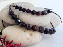 Load image into Gallery viewer, Garnet Semi Precious Stone Rich and Warm Breathe Bracelet for anxiety, calming, meditation and breathing practice ruby festive jewellery
