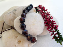 Load image into Gallery viewer, Garnet Semi Precious Stone Rich and Warm Breathe Bracelet for anxiety, calming, meditation and breathing practice ruby festive jewellery
