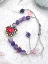 Load image into Gallery viewer, Semi Precious Stone &amp; Glass Heart 10 Breaths Bracelet
