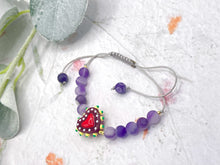 Load image into Gallery viewer, Semi Precious Stone &amp; Glass Heart 10 Breaths Bracelet
