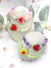 Load image into Gallery viewer, Semi Precious Stone &amp; Glass Heart 10 Breaths Bracelet
