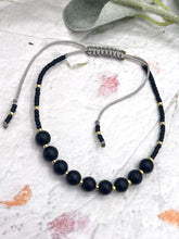 Load image into Gallery viewer, Black Agate 10 Breaths Mindfulness Bracelet Unisex Gift Letterbox present
