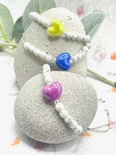 Load image into Gallery viewer, The PERFECT Teen GCSE 10 Breaths Bracelet, White Howlite with a beautiful central, ceramic heart
