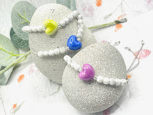 Load image into Gallery viewer, The PERFECT Teen GCSE 10 Breaths Bracelet, White Howlite with a beautiful central, ceramic heart
