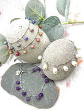 Load image into Gallery viewer, 10 Breaths Chain &amp; Dangle Stone Bracelet, Mindfulness Jewellery for stress and anxi3ty
