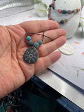 Load image into Gallery viewer, Hand Engraved Beach Pebble Necklace – Ethically Sourced Coastal Jewellery with Natural Beach Stones and Pearl for a Boho Summer Look
