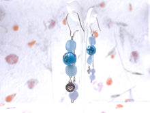 Load image into Gallery viewer, One-of-a-kind, Designer, Aquamarine Earrings to match Breathe Aquamarine Stone Bracelet
