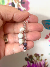 Load image into Gallery viewer, Designer Hand-made Drop Earrings with Pearls Crystal and Kiwi Jasper
